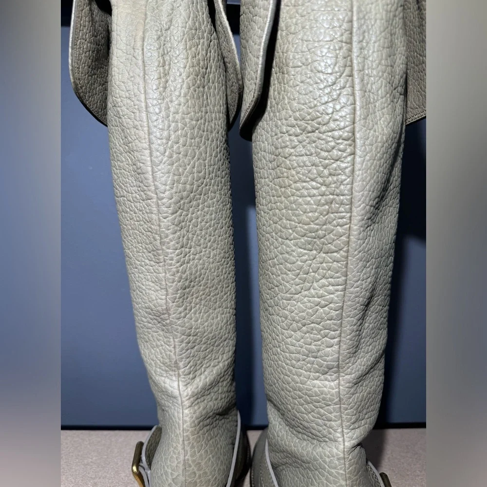 Authentic Women's Dolce & Gabanna‎ Over Knee Leather Khaki Boots Size 37 (US 7)
